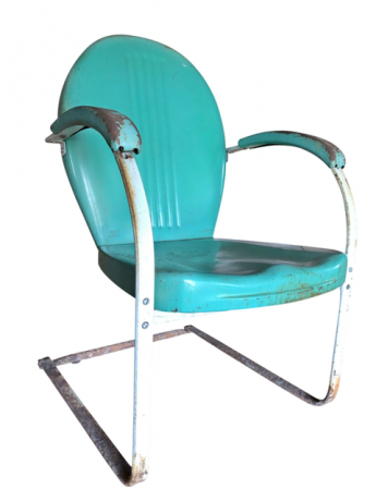 vintage turkuaz metal sandalye