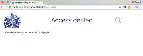 kraliyet ailesi web sitesi prens albert erişim reddedildi
