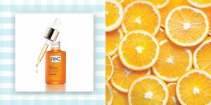 roc c vitamini serumu ve dilimlenmiş portakal
