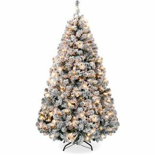 6ft Ön Aydınlatmalı Floklu Noel Ağacı 