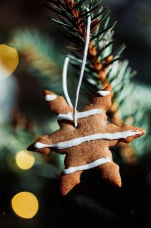 Noel ağacında asılı kurabiye