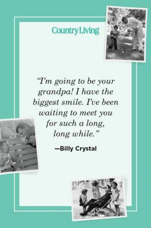 "Ben senin büyükbaban olacağım, seninle tanışmayı çok uzun zamandır beklediğim en büyük gülümsemeye sahibim" -billy kristal