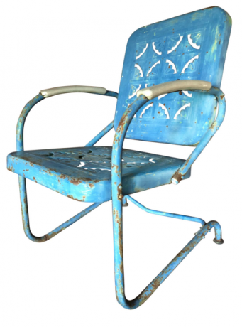 vintage mavi metal sandalye