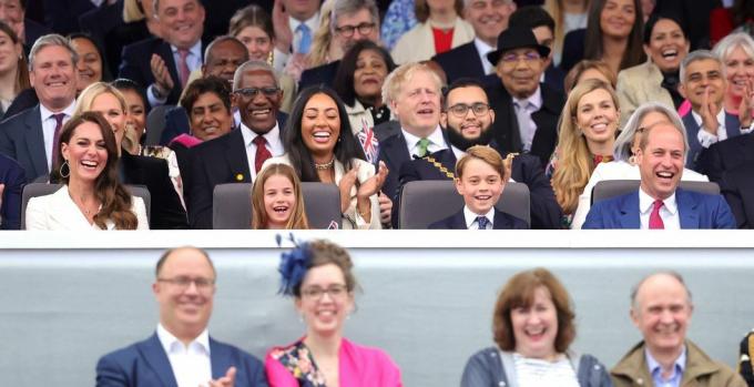 Londra, İngiltere Haziran 04 l r Catherine, Cambridge Düşesi, Cambridge Prensesi Charlotte, Cambridge Prensi George, Prens William, Cambridge Dükü izle Paddington Ayı ve Hm Kraliçe 04 Haziran 2022'de Londra, İngiltere'de Buckingham Sarayı'nın önündeki sarayda düzenlenen platin partisi sırasında ekranda Elizabeth II'nin yıldönümü, kraliçe elizabeth'in tahta çıkışının 70. yıldönümünü kutlamak için İngiltere'de ve İngiliz Milletler Topluluğu'nda 2 Haziran - 5 Haziran 2022 tarihleri ​​arasında kutlanıyor ii 6 Şubat 1952'de fotoğraf: chris jackson wpapoolgetty görüntüleri 04 Haziran 2022'de Londra, İngiltere'de elizabeth ii'nin platin yıldönümü kutlanıyor 2 Haziran - 5 Haziran 2022, Birleşik Krallık'ta ve İngiliz Milletler Topluluğu'nda kraliçe II. Elizabeth'in 6 Şubat 1952'de tahta çıkışının 70. yıldönümünü kutlamak için fotoğraf: chris jacksongetty Görüntüler