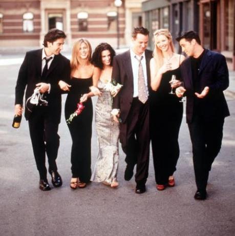 The Cast Of Friends 1999 2000 Sezonu L R'den: David Schwimmer Jennifer Aniston Courteney Cox Ar