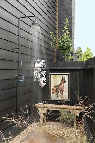 açık hava tipi güney california yazlık, ev sahibi raili clasen açık duş