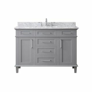 Beyaz Carrara Mermer Üstlü Banyo Vanity